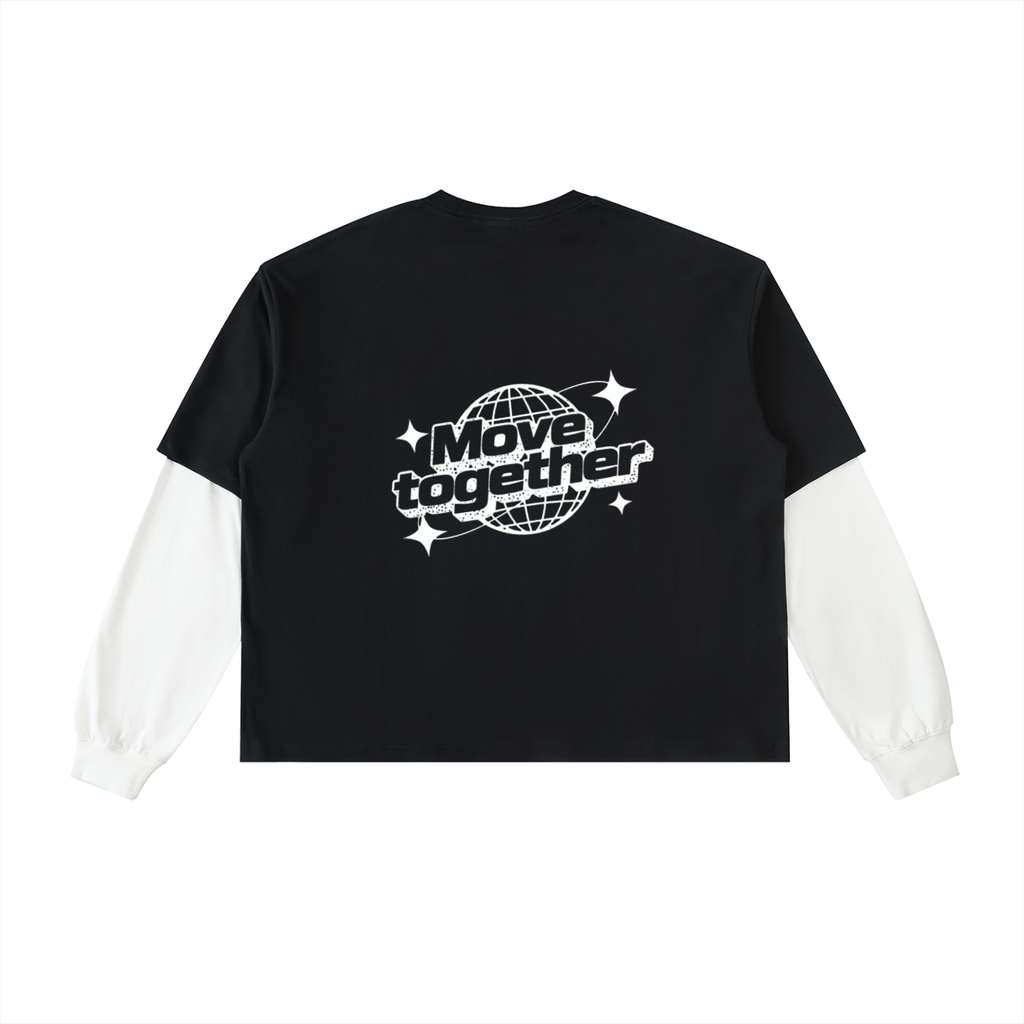 Layered Contrast Sleeve Cotton T-Shirt
