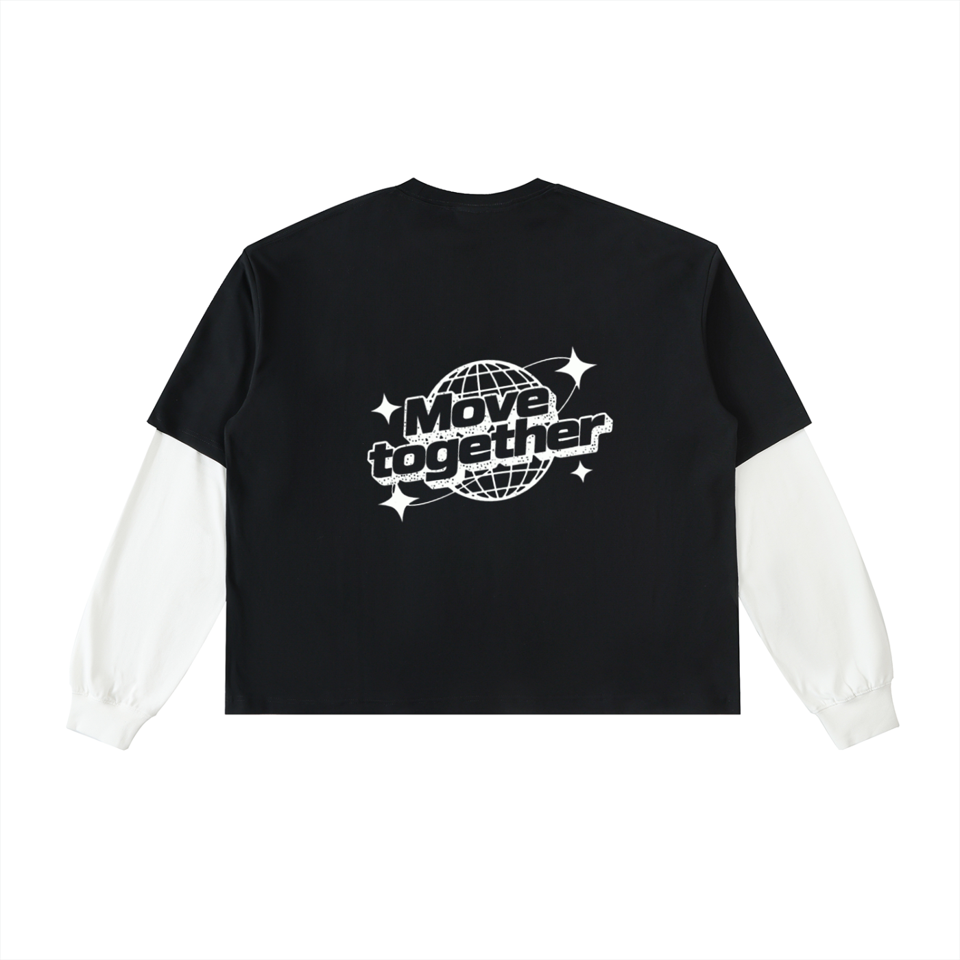 Layered Contrast Sleeve Cotton T-Shirt